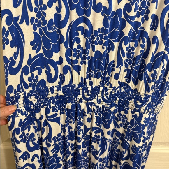 Boden Blue and White Floral Midi Knit Dress - Picture 3 of 9